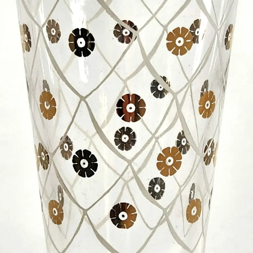 Set of 4 Vintage Aldon Greek Goddess Gold Atomic Barware Pilsner Glasses | MCM